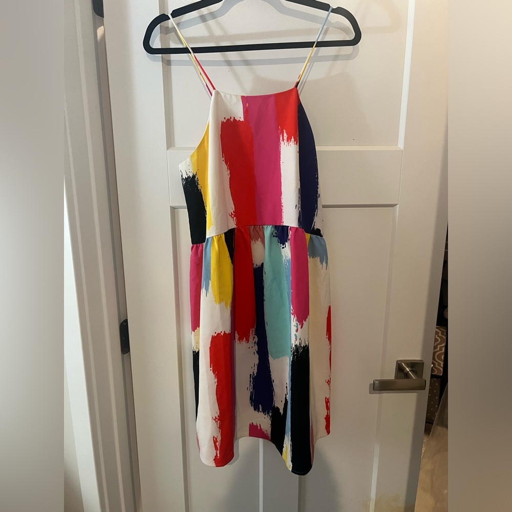 Crosby by Mollie Burch Abstract Watercolor Spaghetti Strap Dress